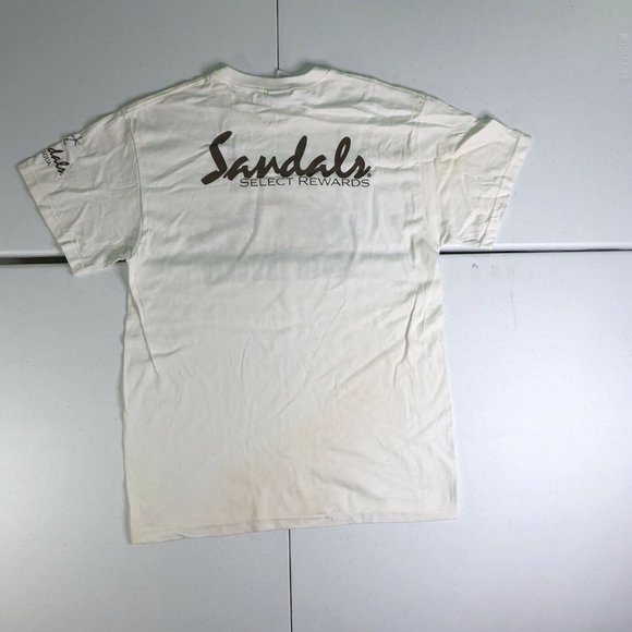 Sandals Antigua Beach Trooper White T-shirt Size M - Picture 5 of 7